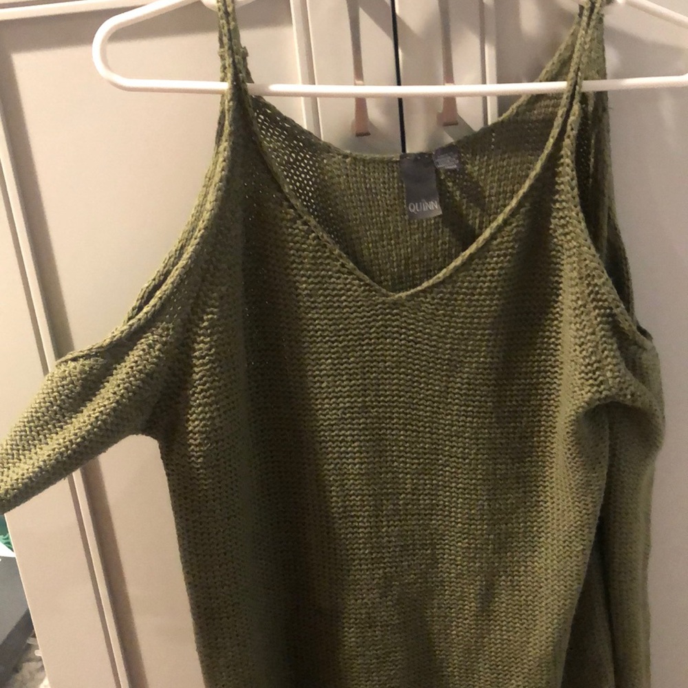 Cold shoulder green sweater